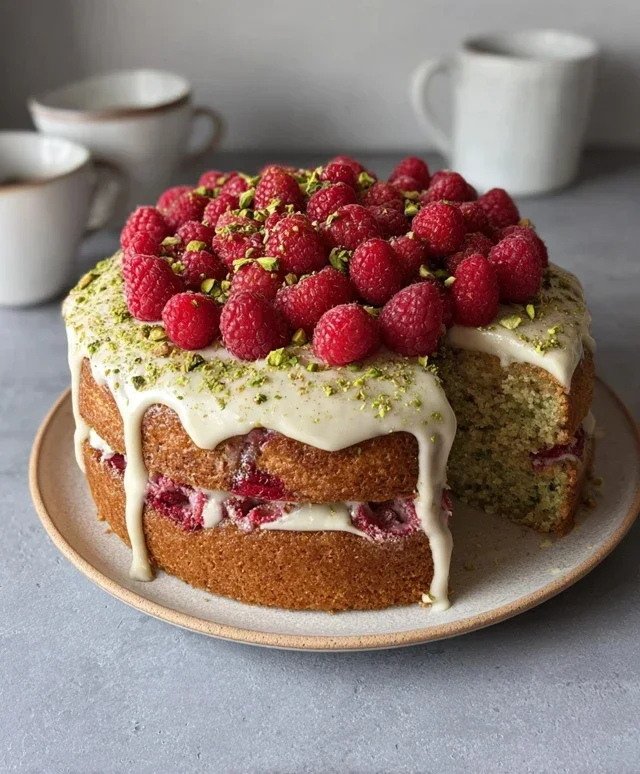 Pistachio Raspberry Cake