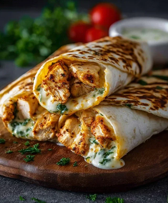 Low Carb Cheesy Garlic Chicken Wraps