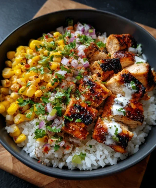 Street Corn Chicken Rice Bowl