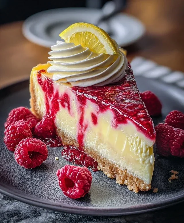 Raspberry Lemon White Chocolate Cheesecake