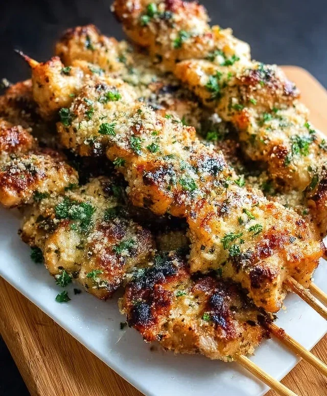 Ranch Garlic Parmesan Chicken Skewers