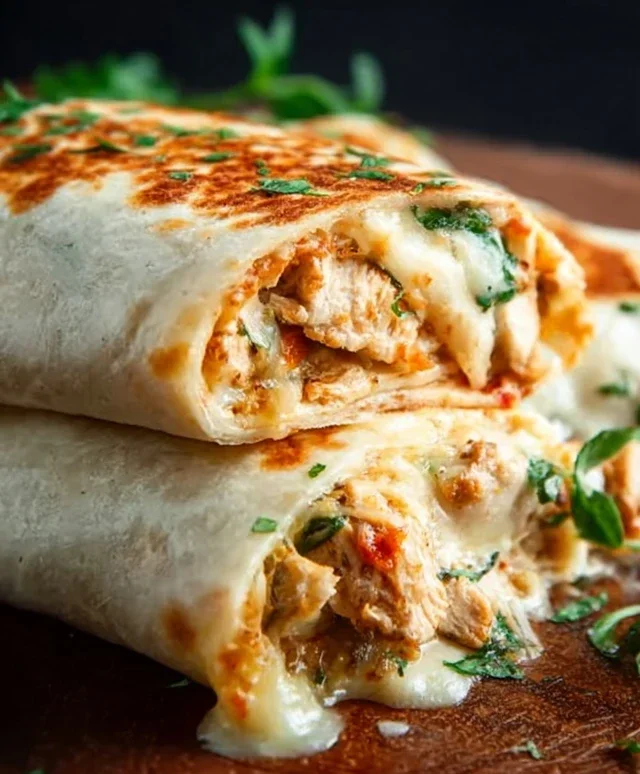 Cheesy Garlic Chicken Wraps