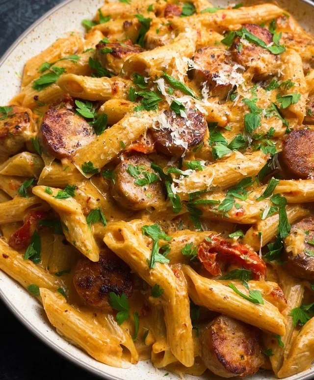 One Pot Creamy Cajun Sausage Pasta (30-Minutes)