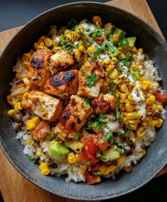 Street Corn Chicken Rice Bowl