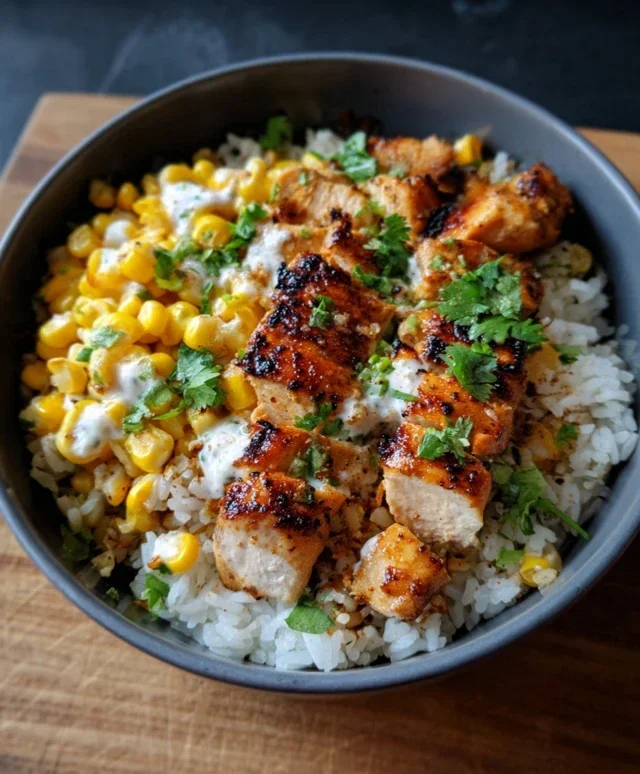 Street Corn Chicken Rice Bowl