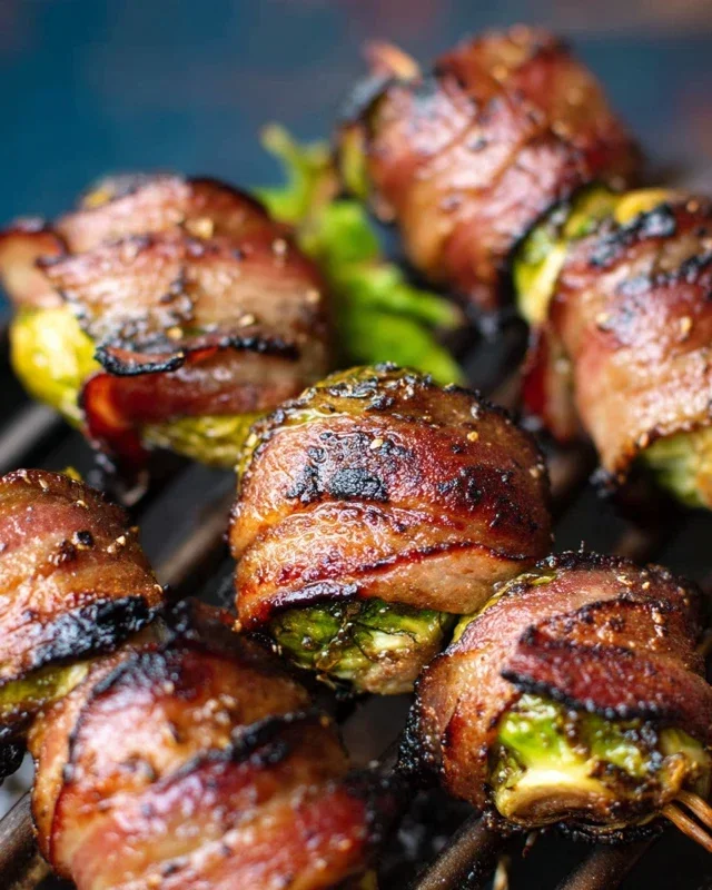 Grilled Beef Beef Bacon Wrapped Brussels Sprouts
