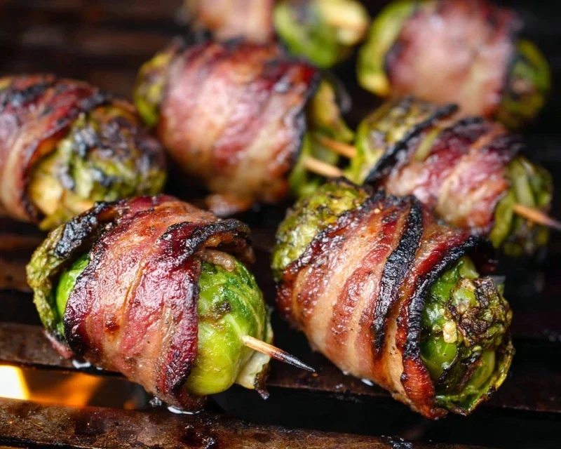 Grilled Beef Beef Bacon Wrapped Brussels Sprouts