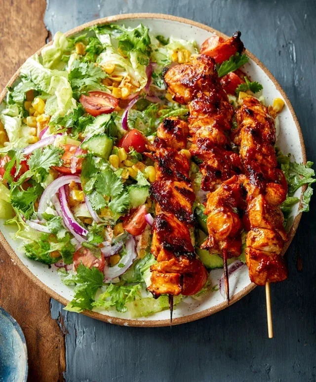 BBQ Chicken Skewer Salad