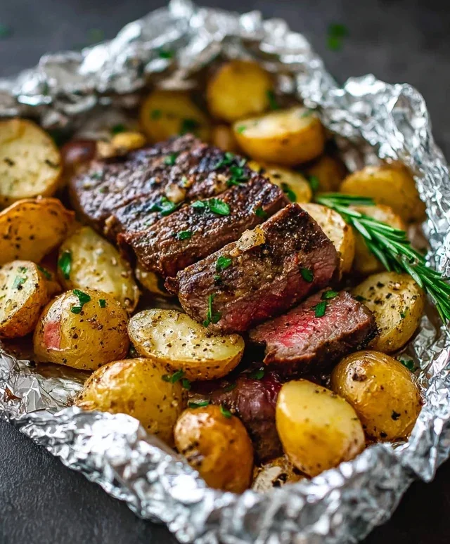 Garlic Steak & Potato Foil Packs