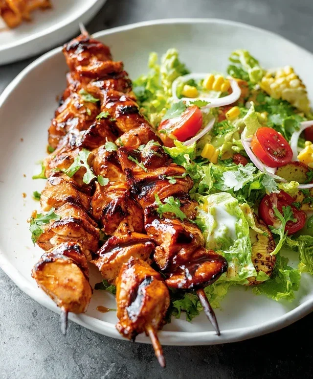 BBQ Chicken Skewer Salad
