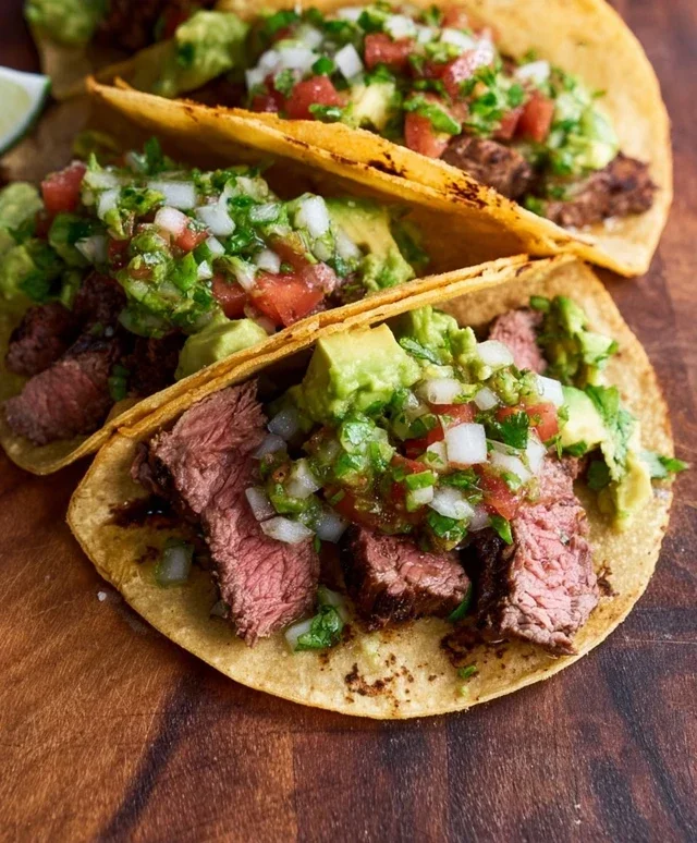 Grilled Steak Tacos with Avocado Salsa
