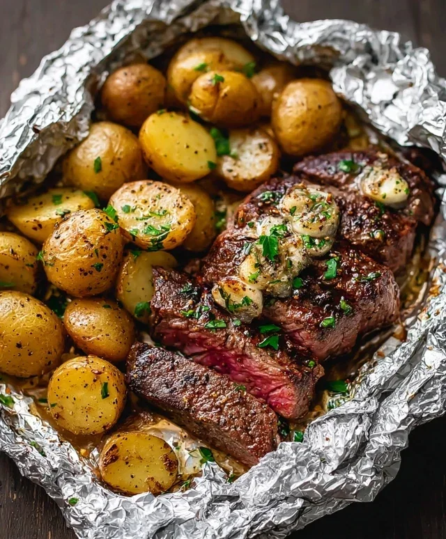 Garlic Steak & Potato Foil Packs