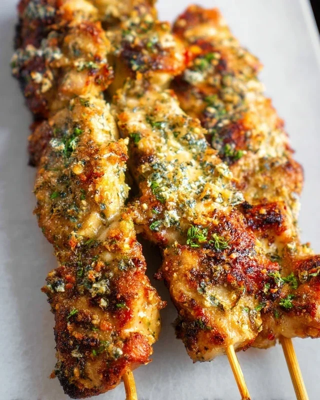 Ranch Garlic Parmesan Chicken Skewers