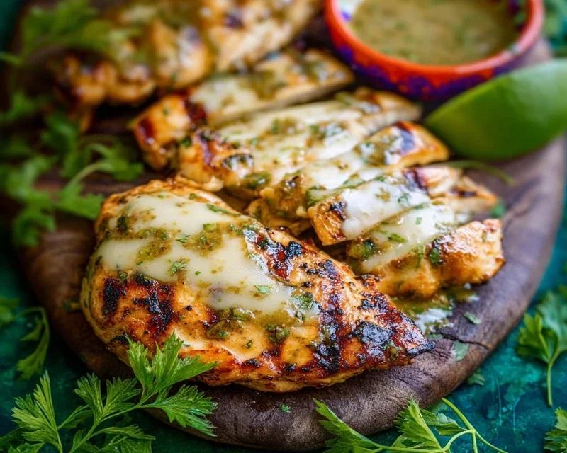 Grilled Salsa Verde Pepper Jack Chicken