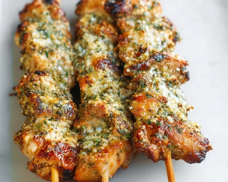 Ranch Garlic Parmesan Chicken Skewers