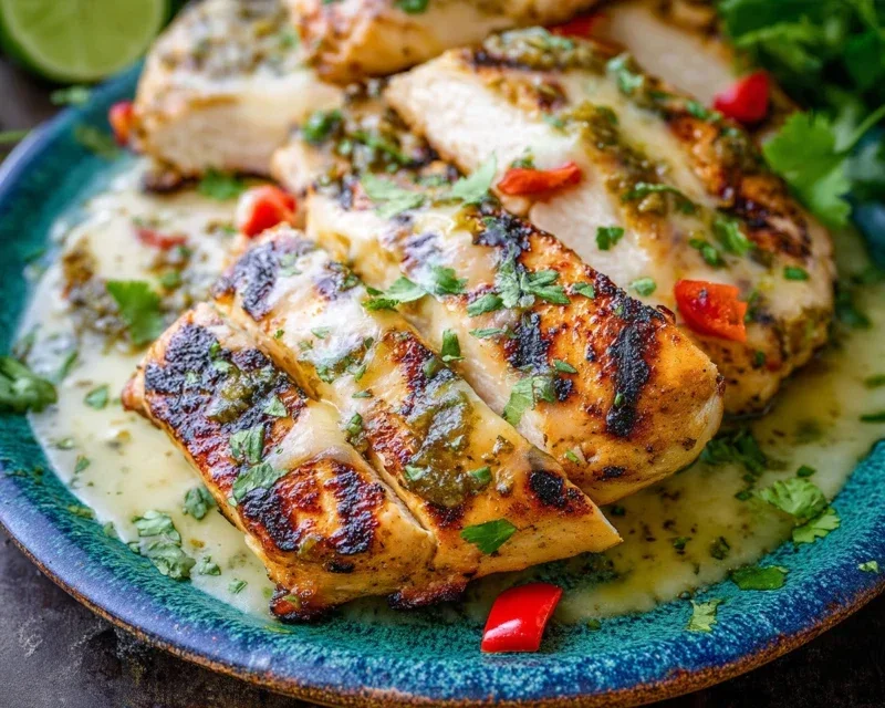Grilled Salsa Verde Chicken with Pepper Jack