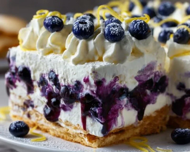 No-Bake Lemon dazzling Blueberry cream Cake