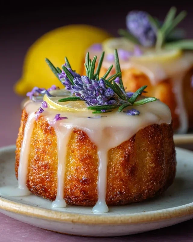 Mini Lemon Cakes With Lavender Glaze