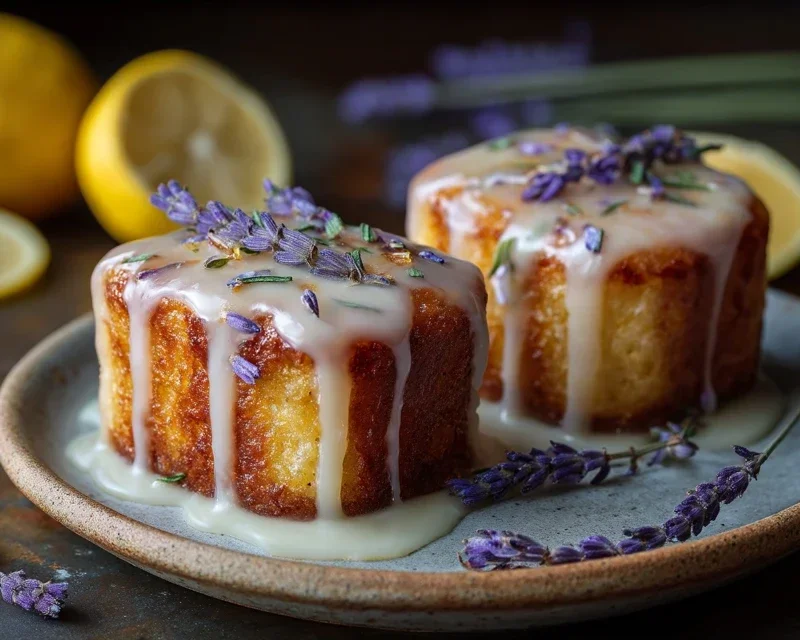Mini Lemon Cakes With Lavender Glaze