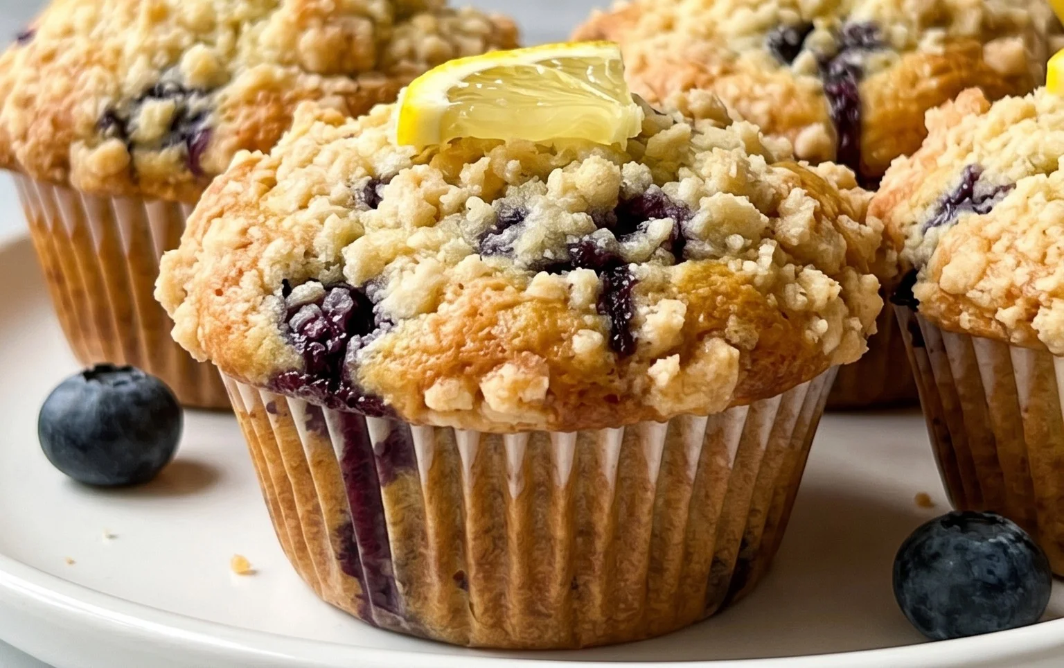 Lemon Blueberry Streusel Muffins
