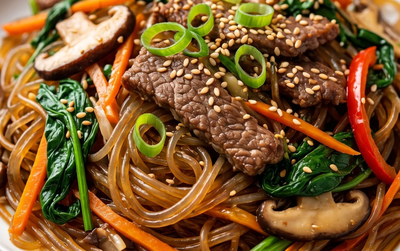 Japchae (Korean Glass Noodle Stir Fry)
