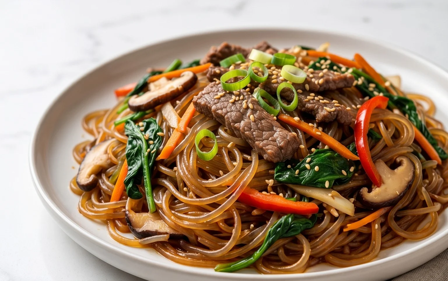 Japchae (Korean Glass Noodle Stir Fry)