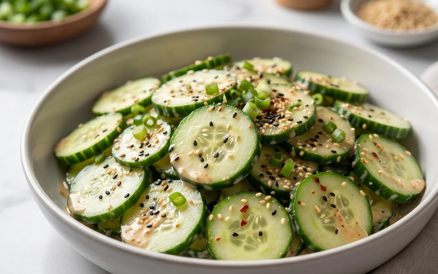 Creamy Asian Cucumber Salad Bowl