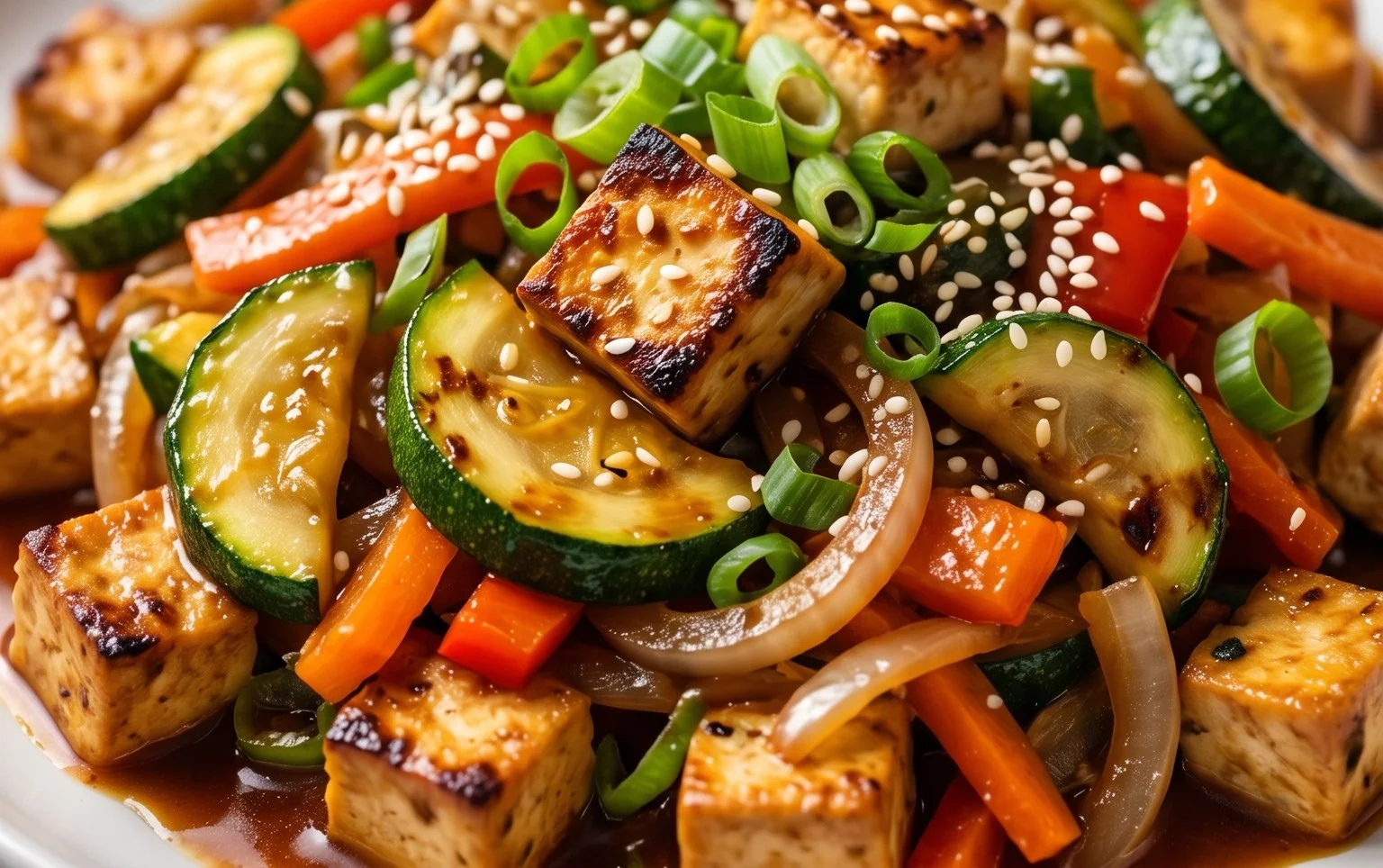 Zucchini Stir Fry With Tofu (Vegan)