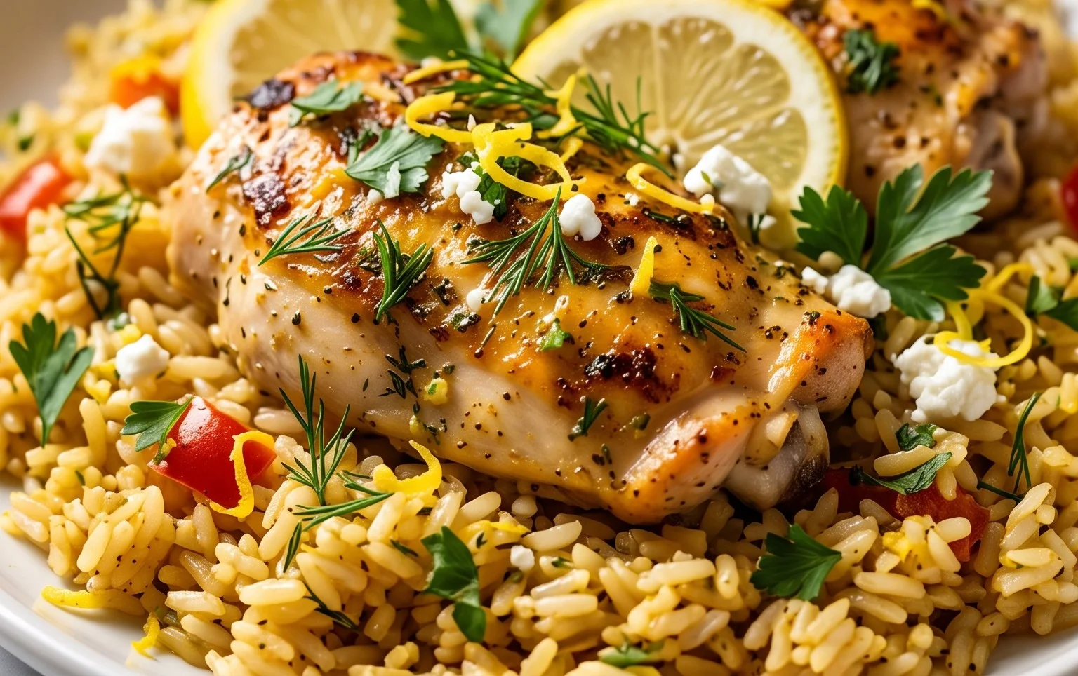 Greek Chicken and Lemon Rice (30 Minutes, One-Pot)