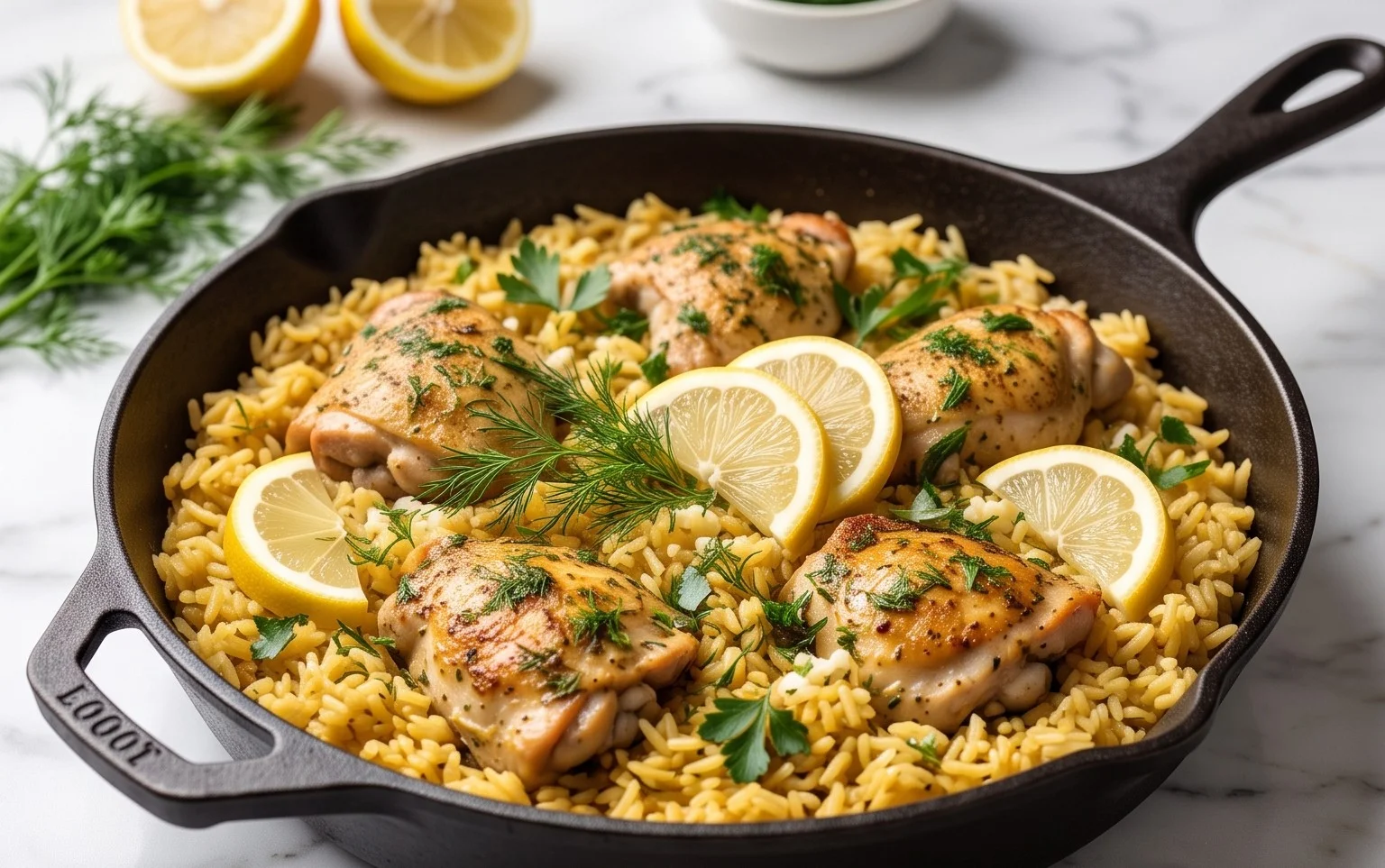 Greek Chicken and Lemon Rice (30 Minutes, One-Pot)