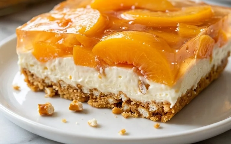 Peach Pretzel Salad Dessert