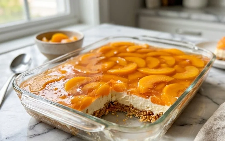 Peach Pretzel Salad Dessert