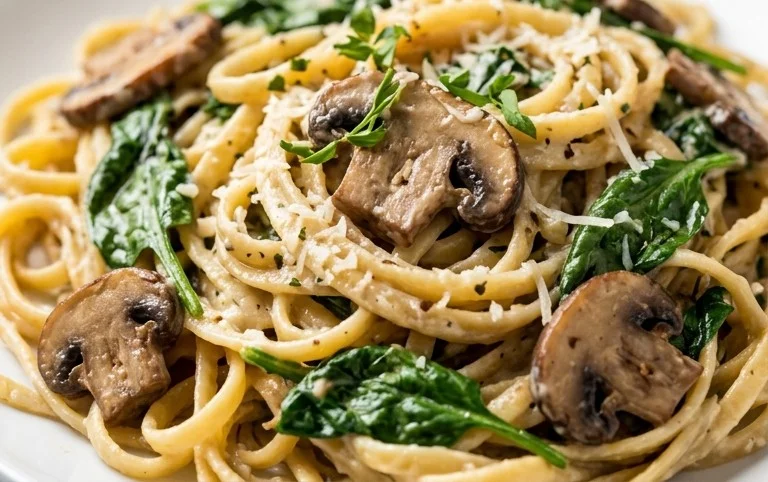 Parmesan Spinach Mushroom Pasta Skillet