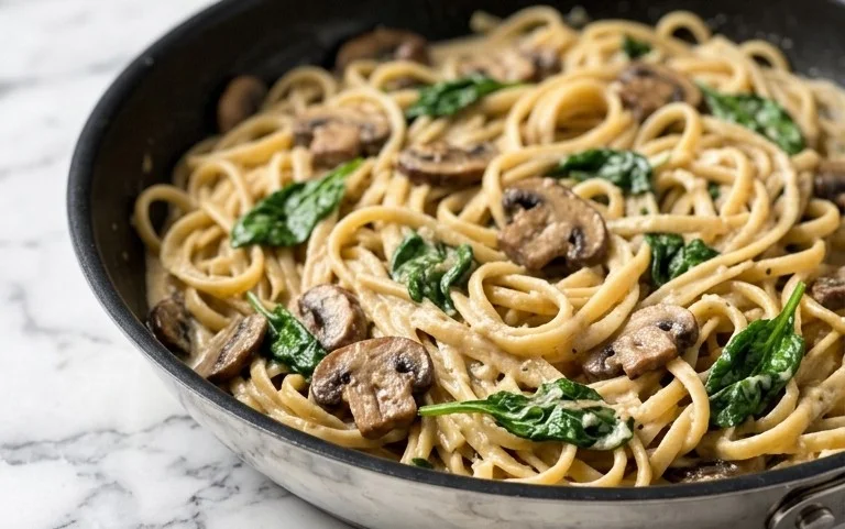 Parmesan Spinach Mushroom Pasta Skillet
