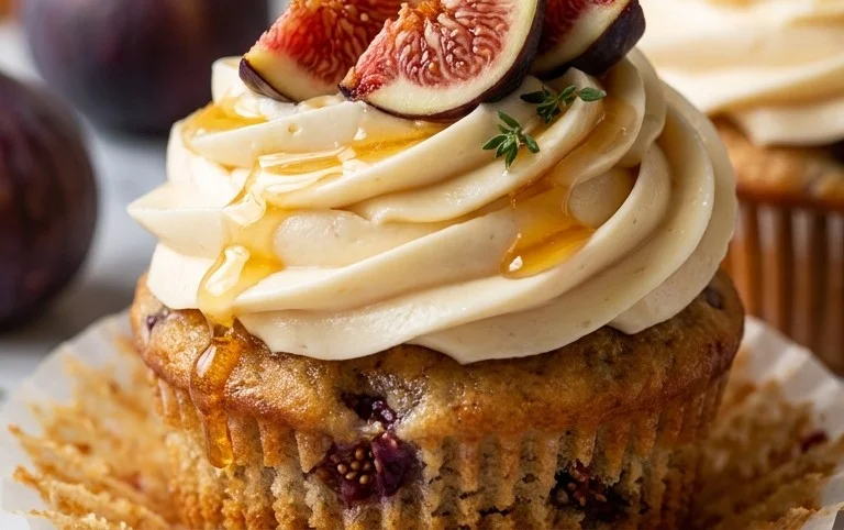 Fig Cupcakes with Honey Cream Cheese Frosting