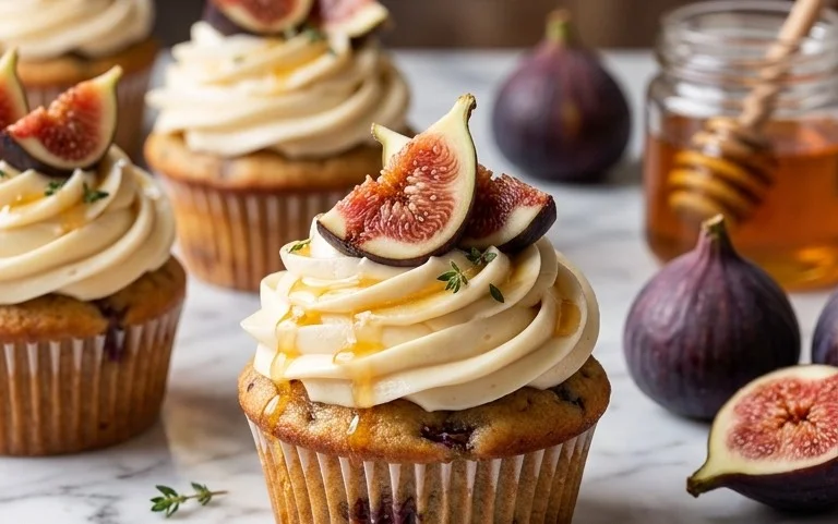 Fig Cupcakes with Honey Cream Cheese Frosting