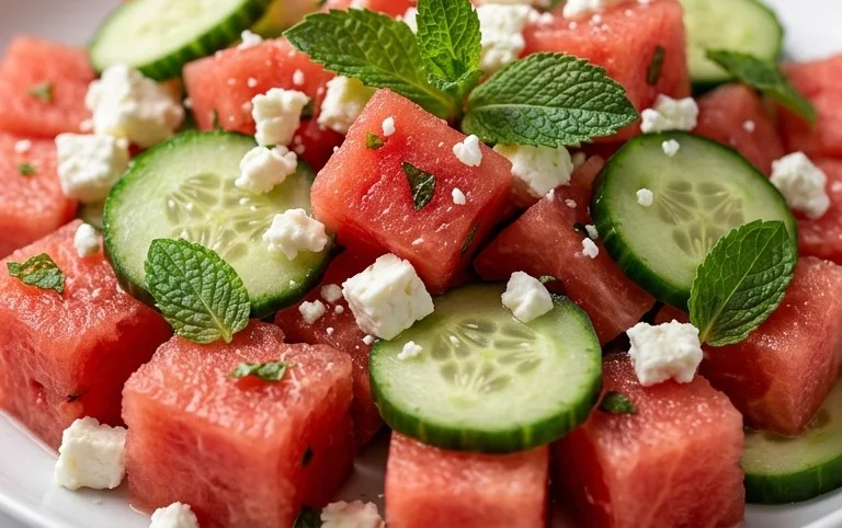 Watermelon Salad with Cucumber and Feta