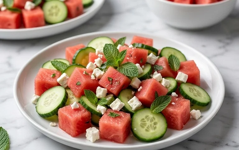 Watermelon Salad with Cucumber and Feta