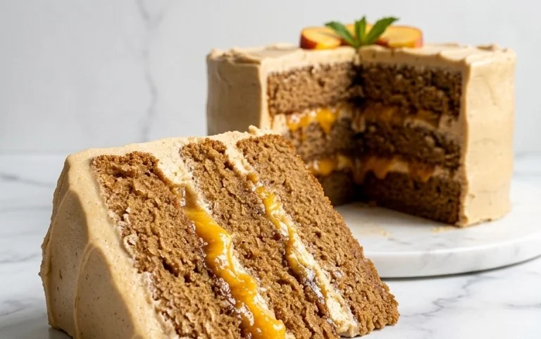 Brown Sugar Layer Cake with Peach Filling