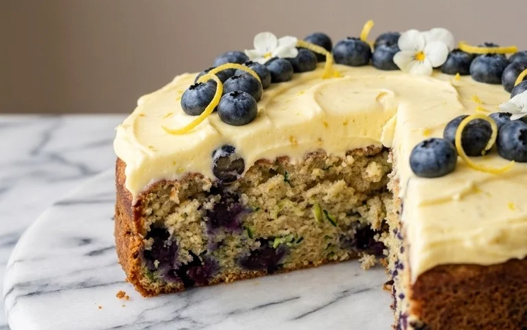 Blueberry Zucchini Cake with Lemon Buttercream