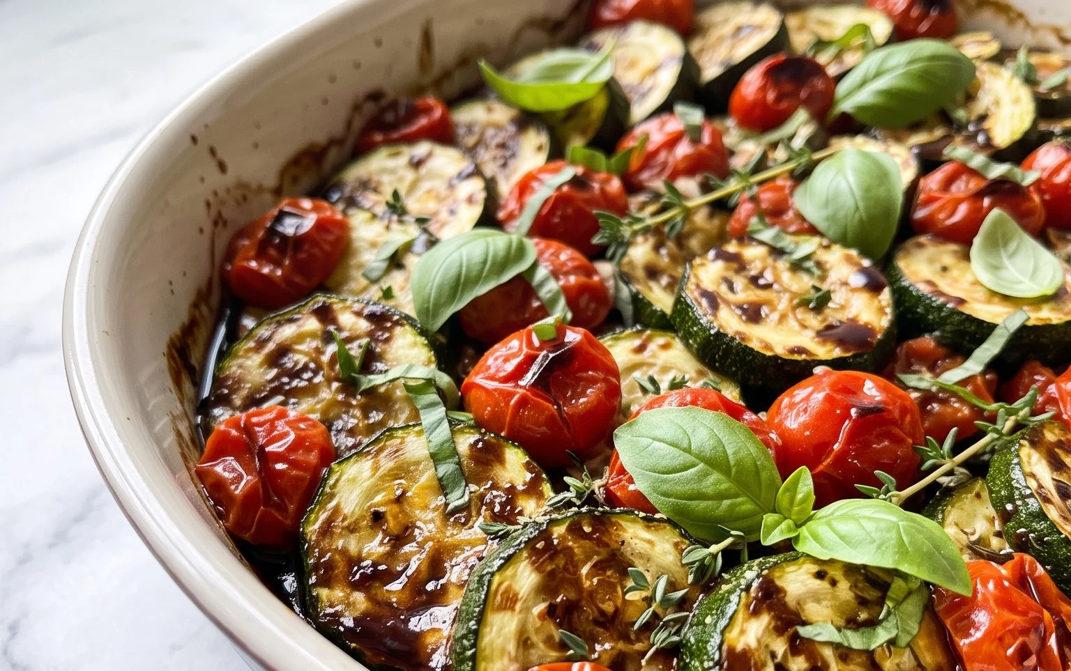Balsamic Zucchini Tomato Bake