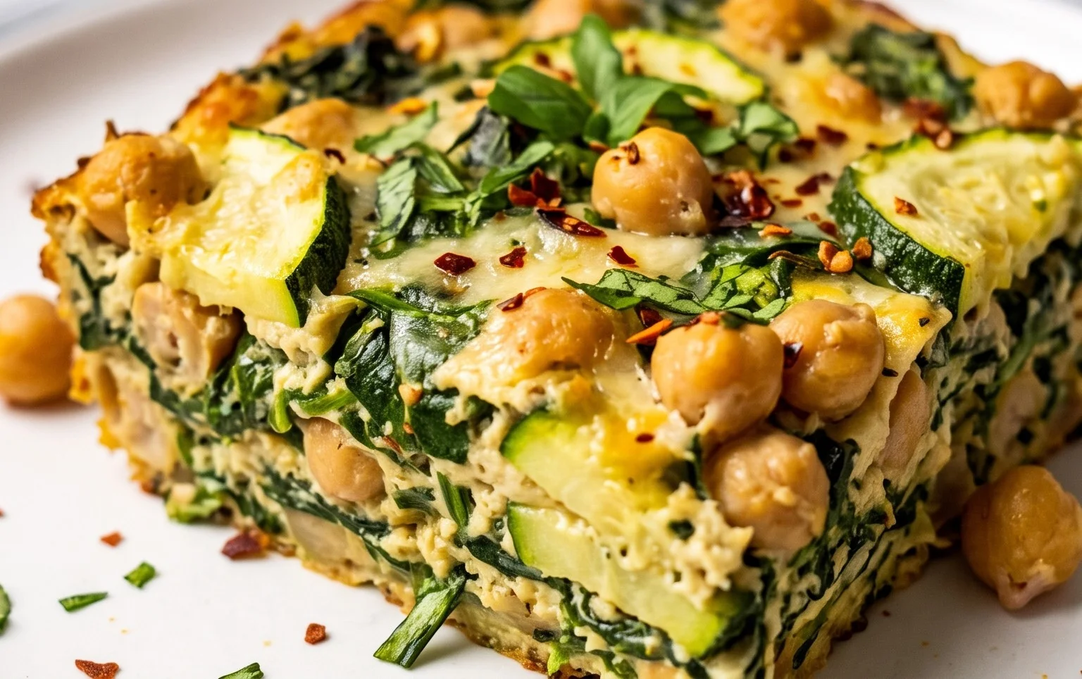 Spinach Zucchini Chickpea Bake