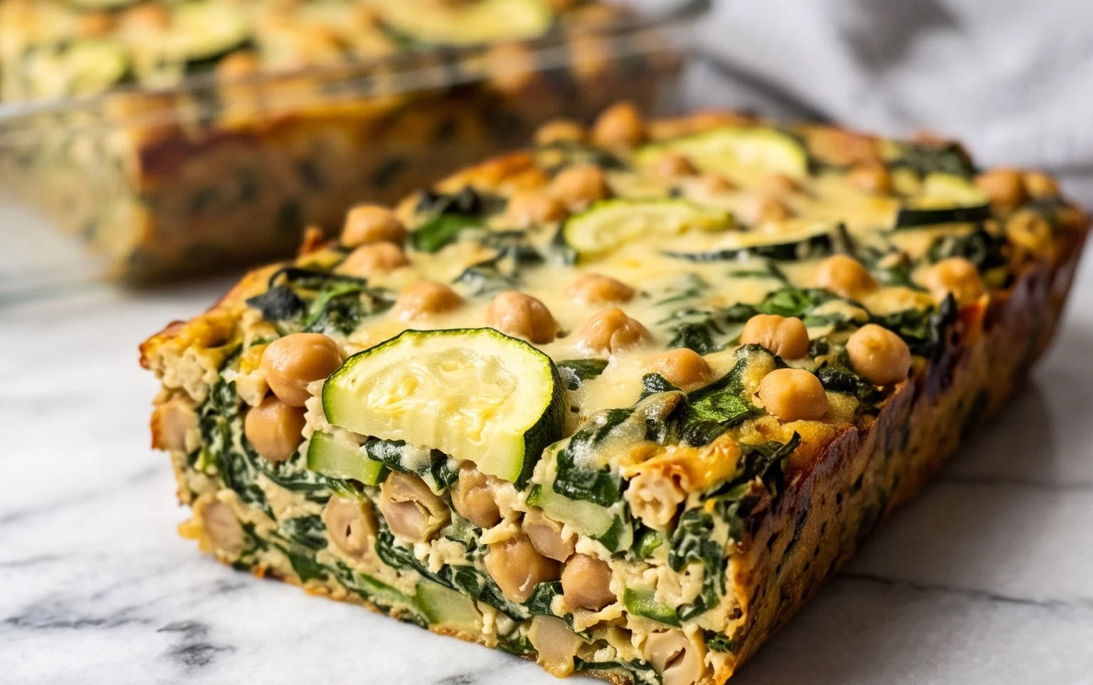 Spinach Zucchini Chickpea Bake